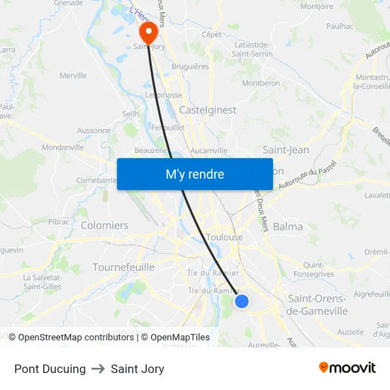 Pont Ducuing to Saint Jory map