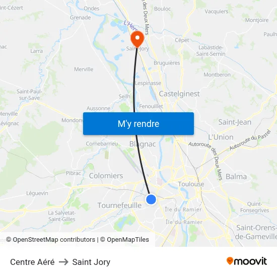 Centre Aéré to Saint Jory map
