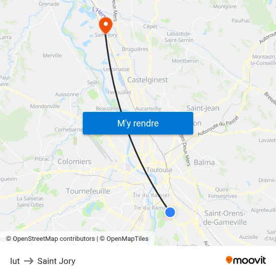 Iut to Saint Jory map