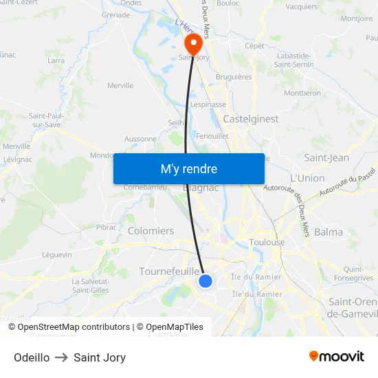 Odeillo to Saint Jory map