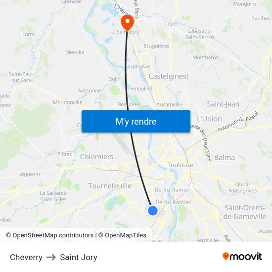 Cheverry to Saint Jory map