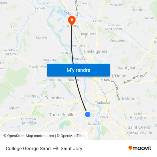 Collège George Sand to Saint Jory map
