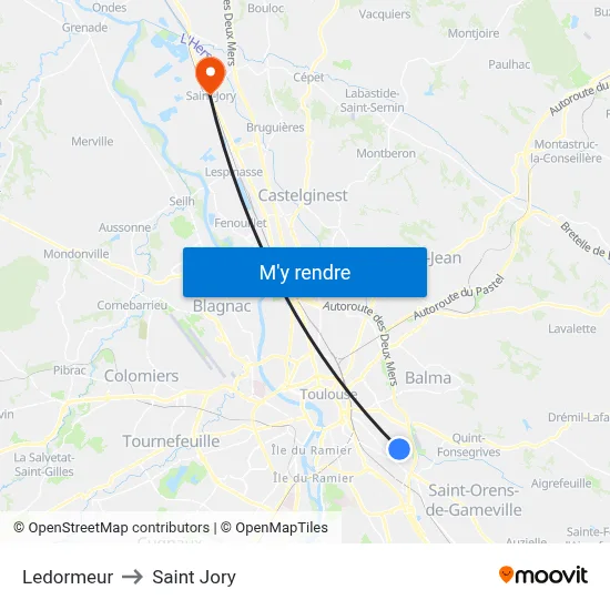 Ledormeur to Saint Jory map