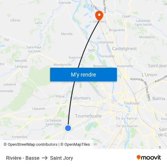 Rivière - Basse to Saint Jory map
