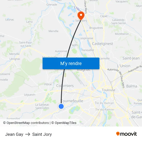 Jean Gay to Saint Jory map