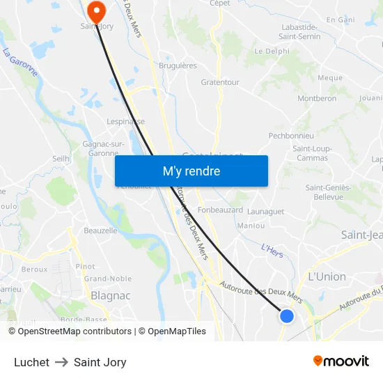 Luchet to Saint Jory map