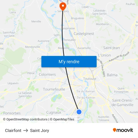 Clairfont to Saint Jory map