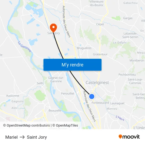 Mariel to Saint Jory map