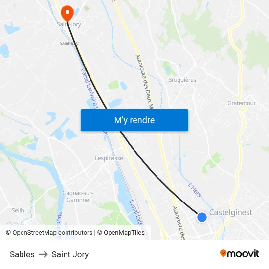 Sables to Saint Jory map