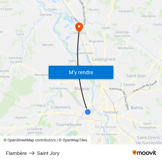 Flambère to Saint Jory map