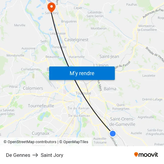 De Gennes to Saint Jory map