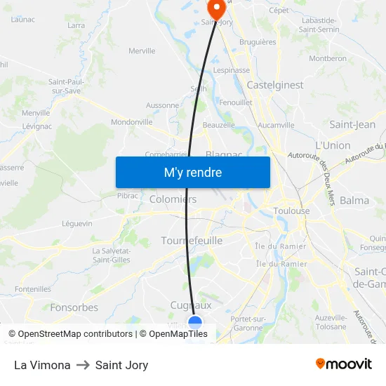 La Vimona to Saint Jory map