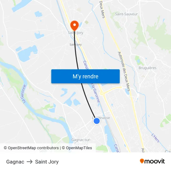 Gagnac to Saint Jory map