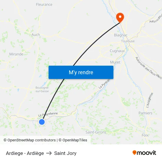 Ardiege - Ardiège to Saint Jory map