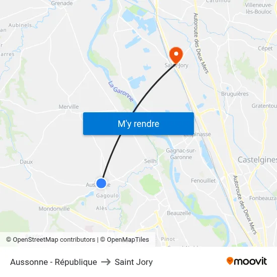 Aussonne - République to Saint Jory map