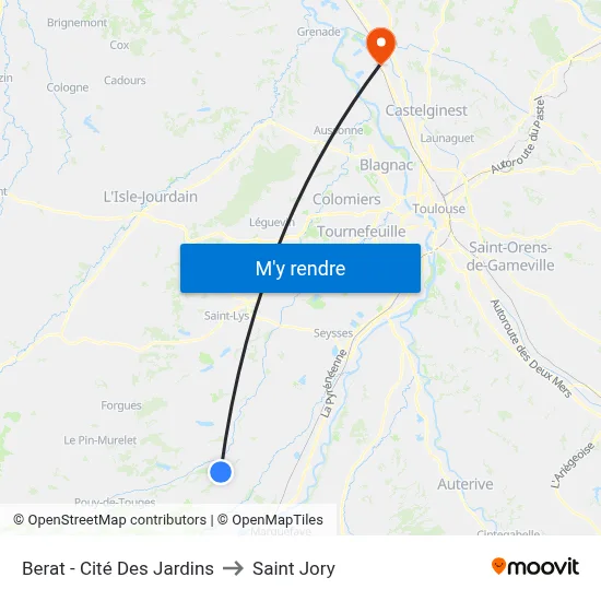 Berat - Cité Des Jardins to Saint Jory map