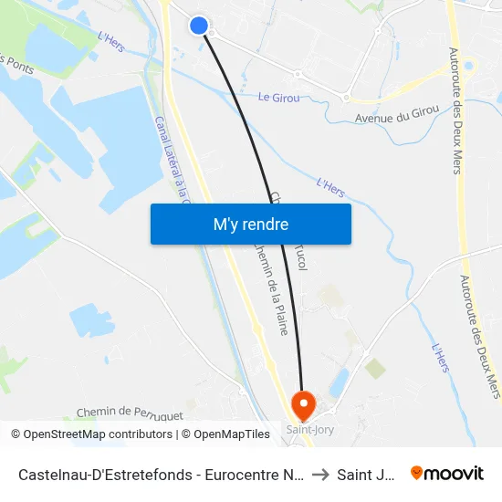 Castelnau-D'Estretefonds - Eurocentre Nord to Saint Jory map