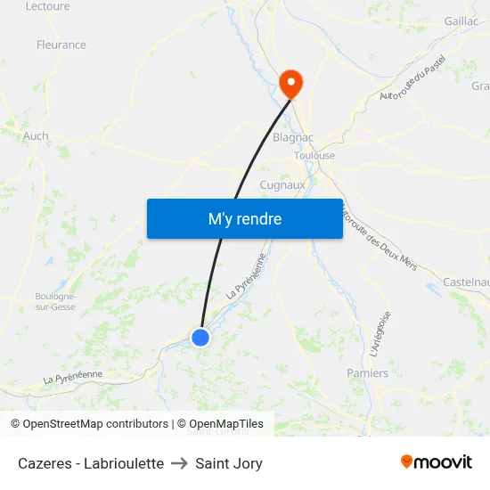 Cazeres - Labrioulette to Saint Jory map