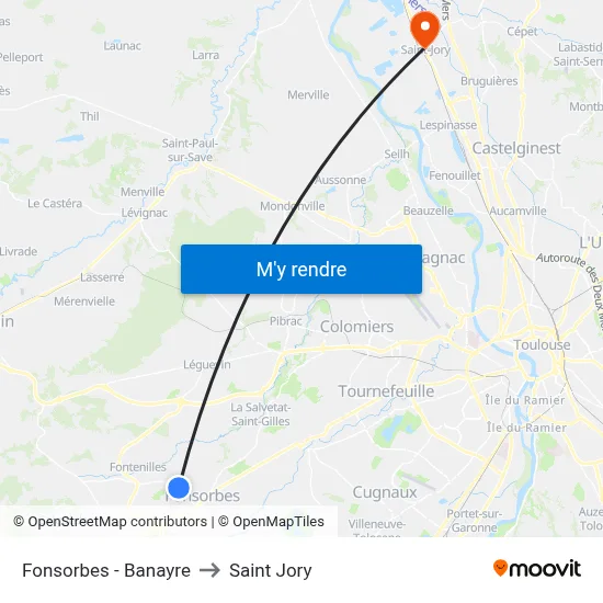 Fonsorbes - Banayre to Saint Jory map