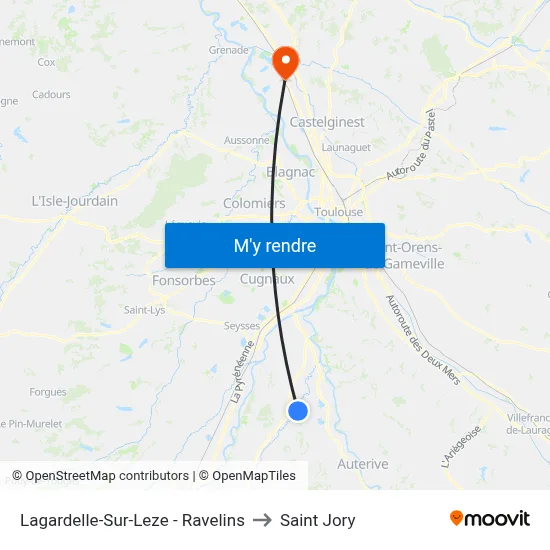 Lagardelle-Sur-Leze - Ravelins to Saint Jory map