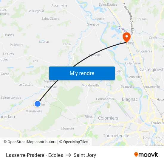 Lasserre-Pradere - Ecoles to Saint Jory map