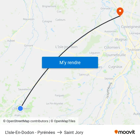 L'Isle-En-Dodon - Pyrénées to Saint Jory map
