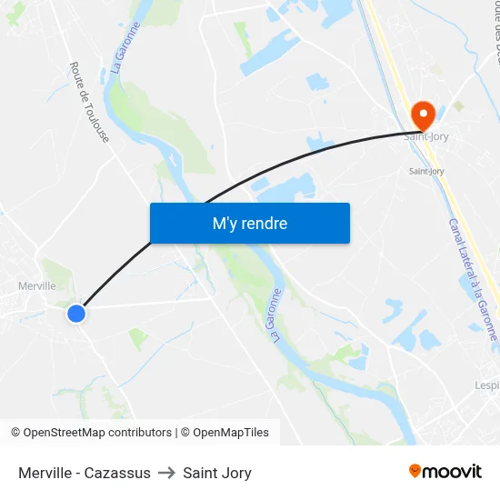 Merville - Cazassus to Saint Jory map