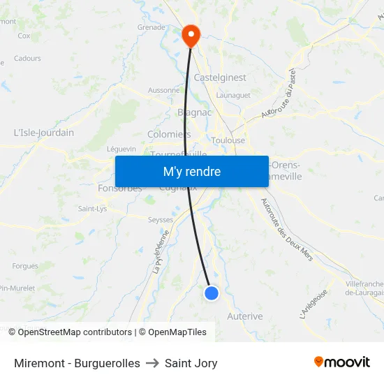 Miremont - Burguerolles to Saint Jory map