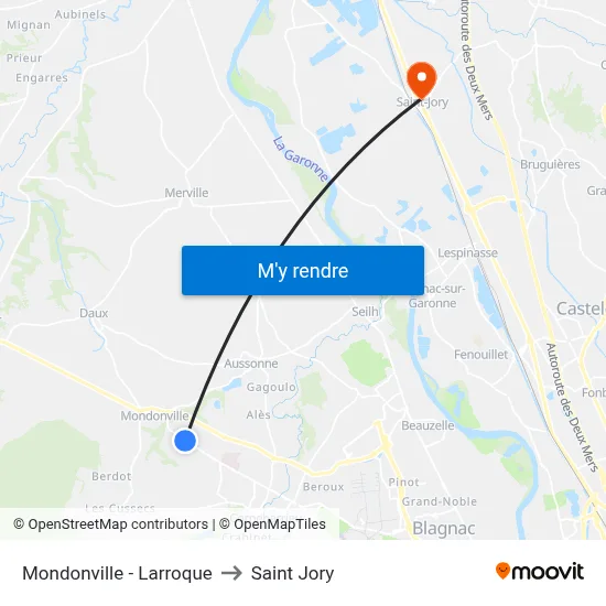 Mondonville - Larroque to Saint Jory map