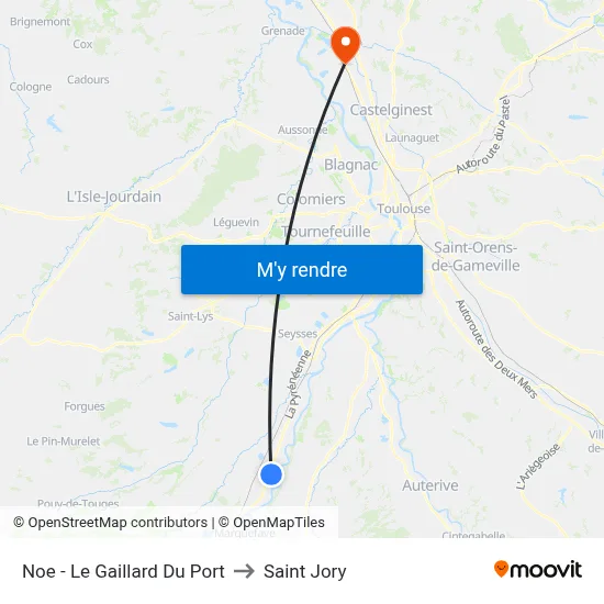 Noe - Le Gaillard Du Port to Saint Jory map