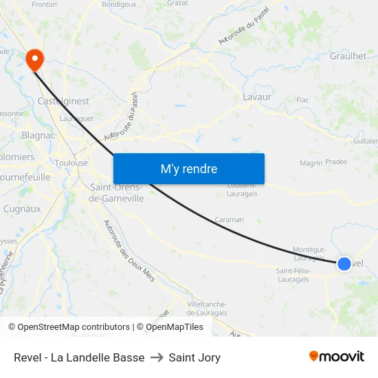 Revel - La Landelle Basse to Saint Jory map