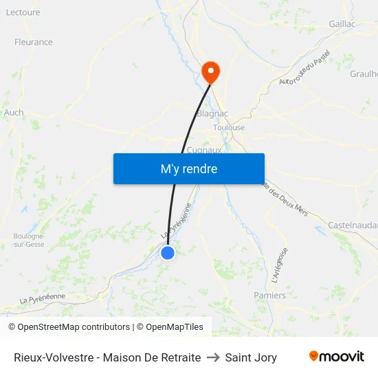 Rieux-Volvestre - Maison De Retraite to Saint Jory map