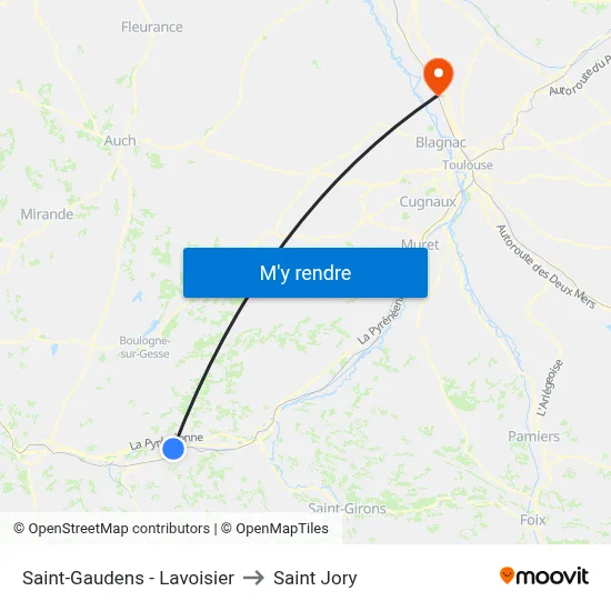 Saint-Gaudens - Lavoisier to Saint Jory map