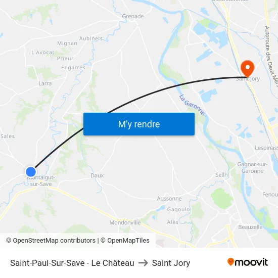 Saint-Paul-Sur-Save - Le Château to Saint Jory map