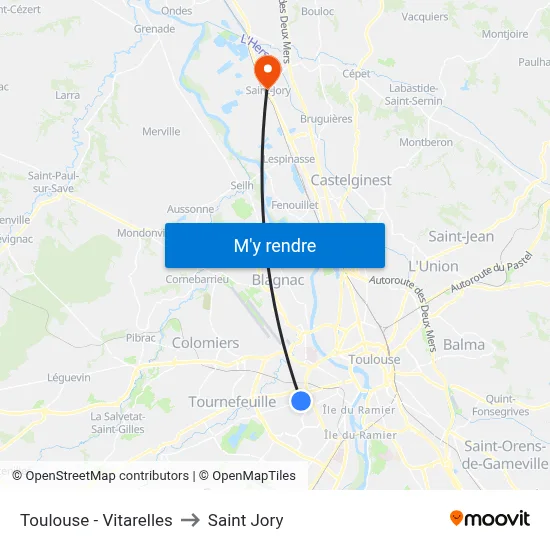 Toulouse - Vitarelles to Saint Jory map