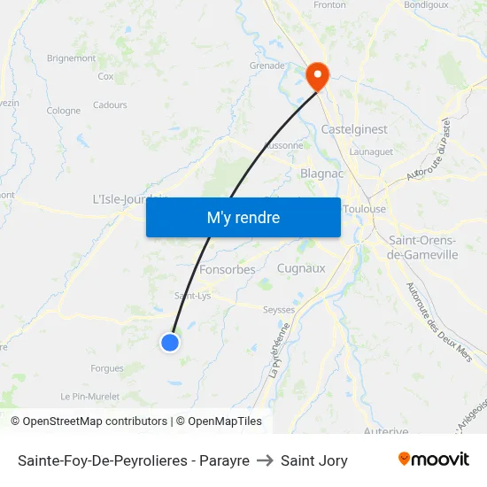 Sainte-Foy-De-Peyrolieres - Parayre to Saint Jory map