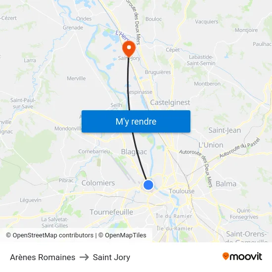 Arènes Romaines to Saint Jory map