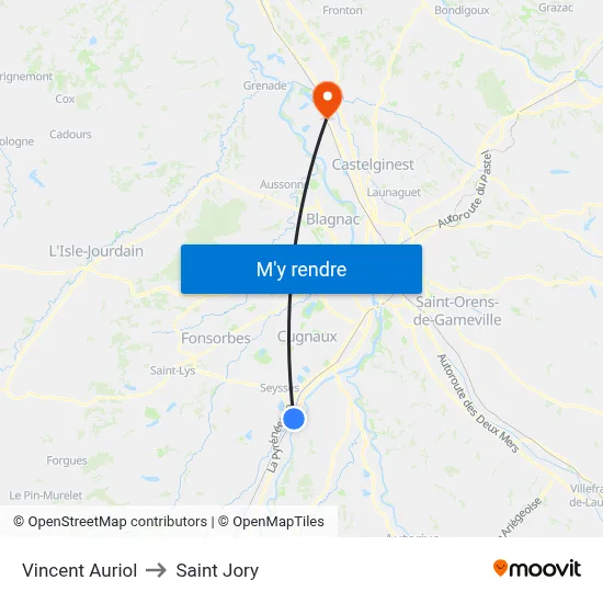 Vincent Auriol to Saint Jory map