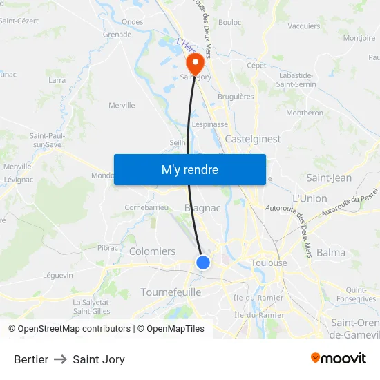 Bertier to Saint Jory map