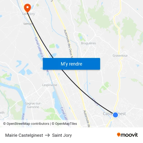 Mairie Castelginest to Saint Jory map