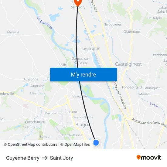 Guyenne-Berry to Saint Jory map