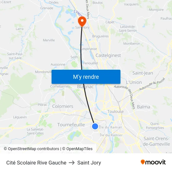 Cité Scolaire Rive Gauche to Saint Jory map