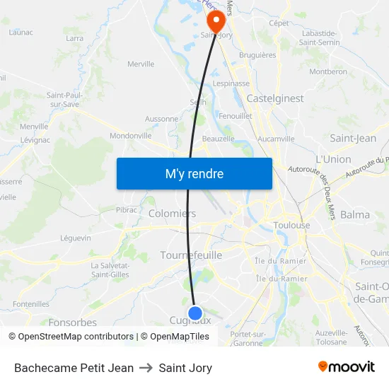 Bachecame Petit Jean to Saint Jory map