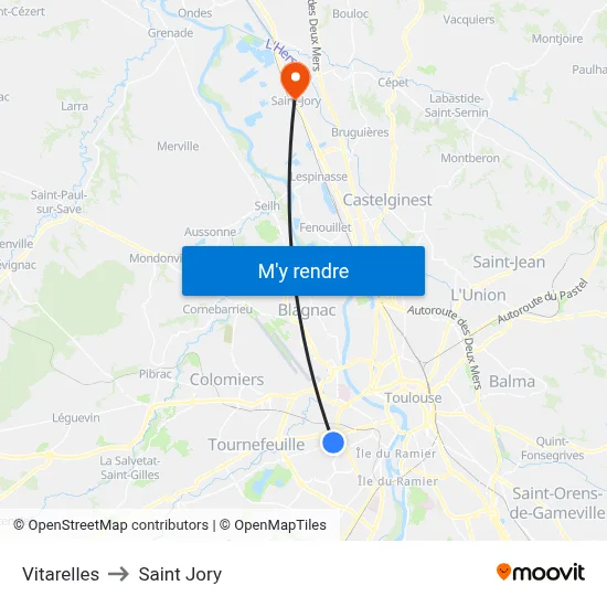 Vitarelles to Saint Jory map
