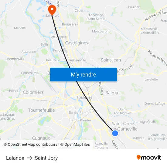 Lalande to Saint Jory map