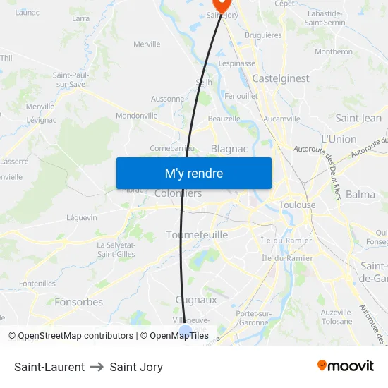 Saint-Laurent to Saint Jory map