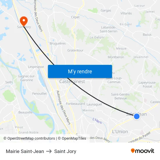 Mairie Saint-Jean to Saint Jory map