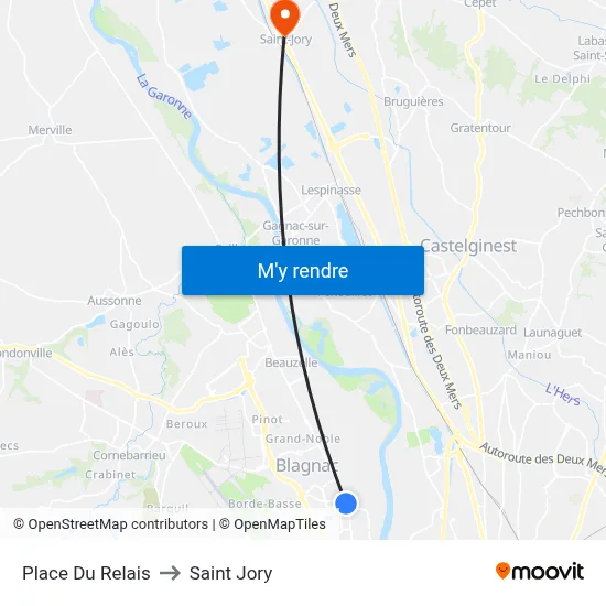 Place Du Relais to Saint Jory map