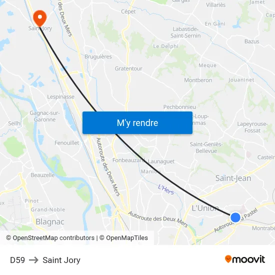 D59 to Saint Jory map