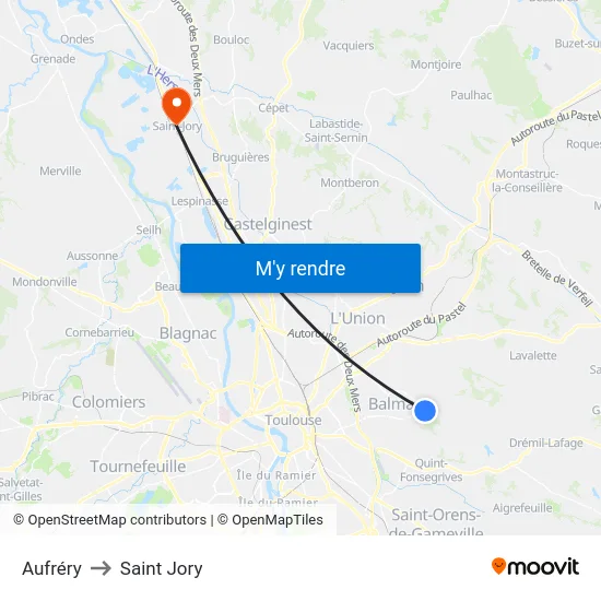Aufréry to Saint Jory map